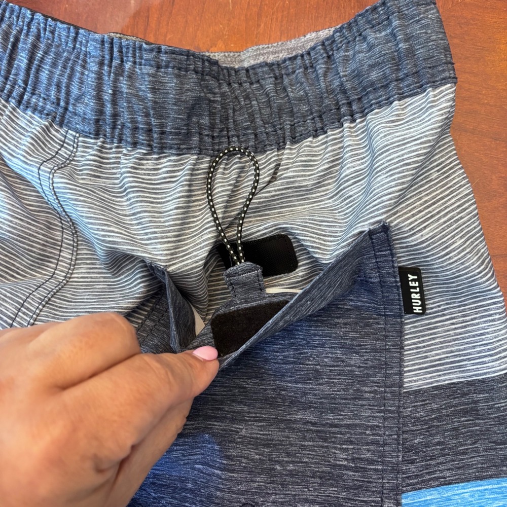 Hurley | Mens Medium | Striped Board Shorts | Blue Grey Swim Trunks | Liner - Picture 10 of 10